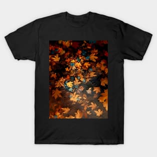 Fall / Autumn Leaves 2: My Favorite Time of the Year on a Dark Background T-Shirt
